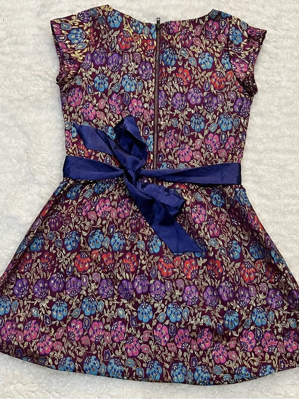 American Girl Floral Fit-and-Flare Dress with Satin Waistband - Purple